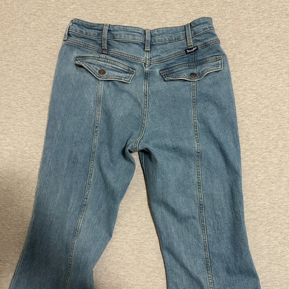 Wrangler Retro High Rise Trouser Flare Jeans Womens 30x30 Medium Wash Blue Denim - Picture 11 of 14